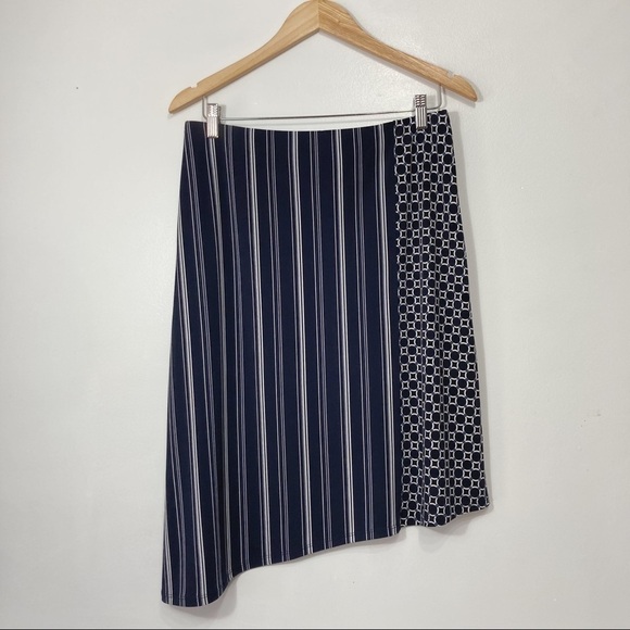 Laura Petites Navy & White Stripe Asymmetric Skirt Size M - Picture 7 of 12